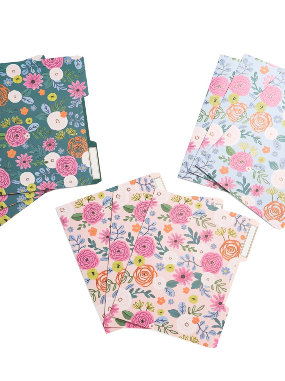 PAPYRUS 9 Pack Floral File Folders With Gold Foil Accents